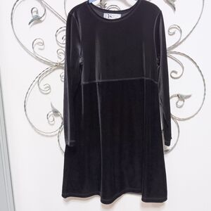 NORTON STUDIO black ribbed and smooth velour A-line dress, M